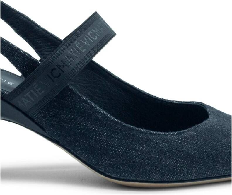 Vic Matié Slash kanaal in zwart gewassen Stone-Denim Blue Dames