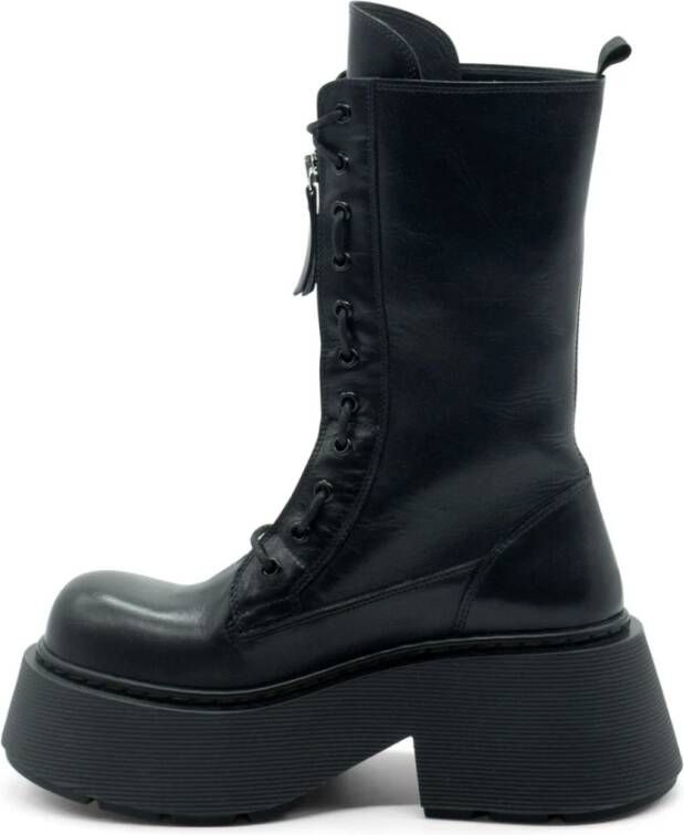 Vic Matié Stripy Enkellaars in Zwart Army Stijl Black Dames