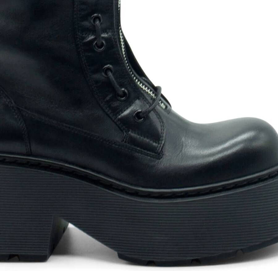 Vic Matié Stripy Enkellaars in Zwart Army Stijl Black Dames