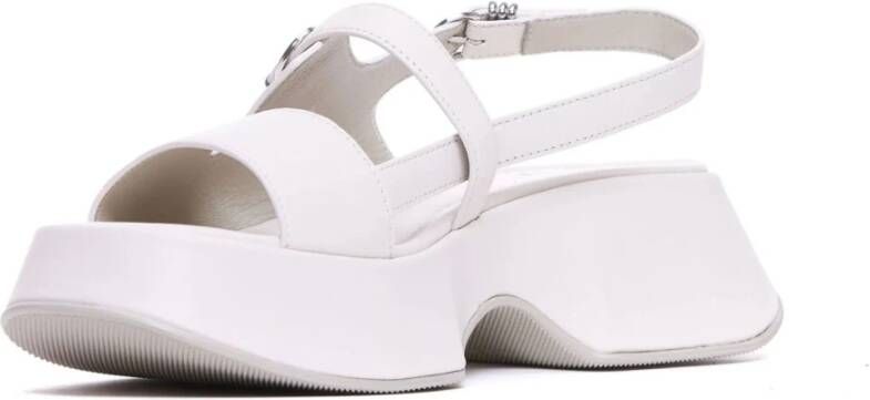 Vic Matié Witte Leren Plateau Sandalen met Gesp White Dames