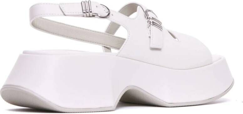 Vic Matié Witte Leren Plateau Sandalen met Gesp White Dames