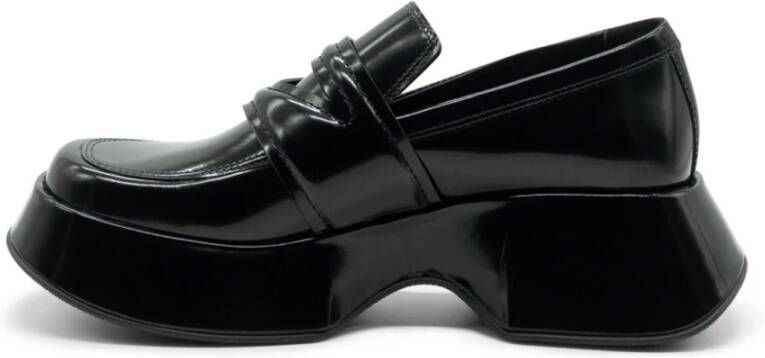 Vic Matié Zwarte Geborsteld Kalfsleren Mocassin Black Dames