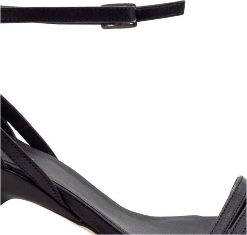 Vic Matié Zwarte leren Cross-Slipper sandalen Black Dames