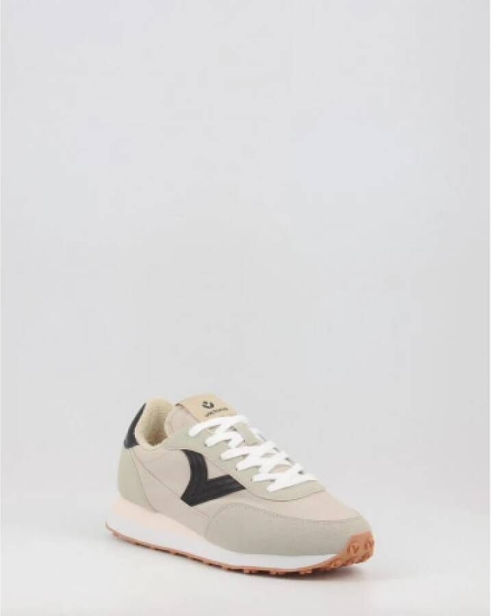 Victoria Beige Damesschoenen Platte Vetersneakers Beige Dames