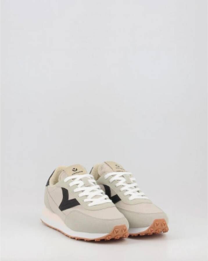 Victoria Beige Damesschoenen Platte Vetersneakers Beige Dames