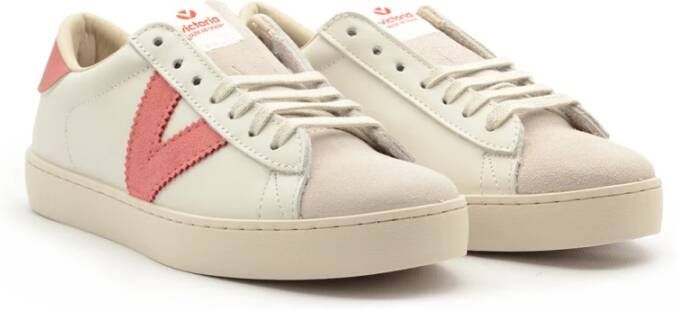 Victoria Leren Sneakers met Crosta Neus White Dames