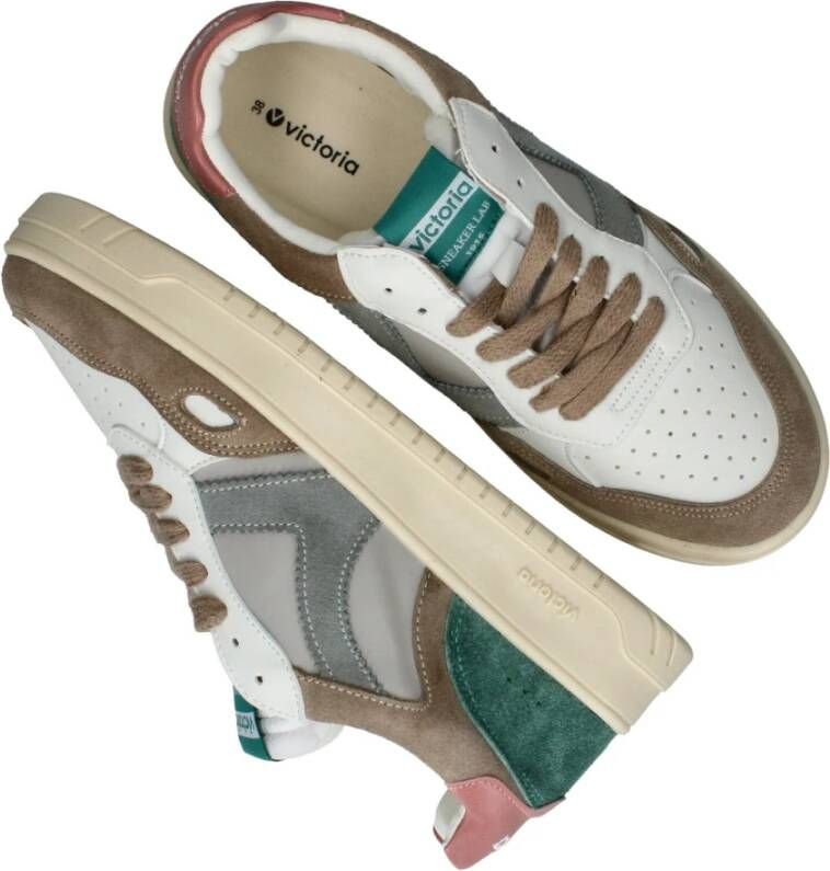 Victoria Sportieve witte sneaker met pastel kleuraccenten Wit Heren