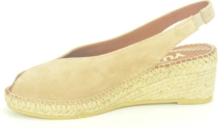 Viguera Beige Suède Sandaal met Jute Detail Beige Dames