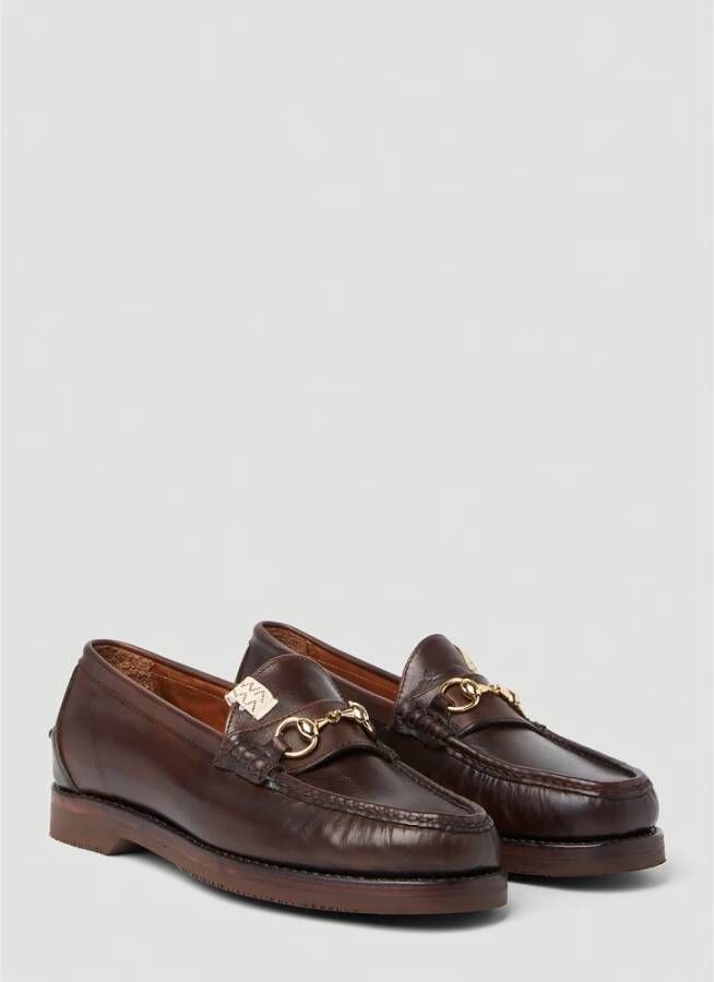 visvim Graanleren Loafers met Hardware Motif Brown Heren