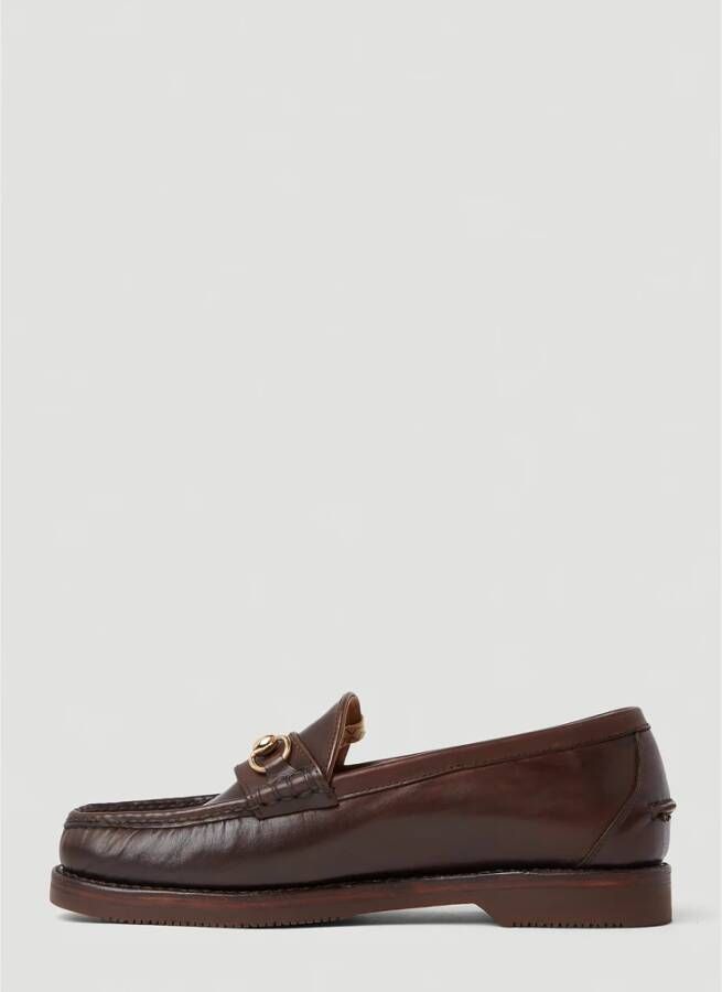 visvim Graanleren Loafers met Hardware Motif Brown Heren