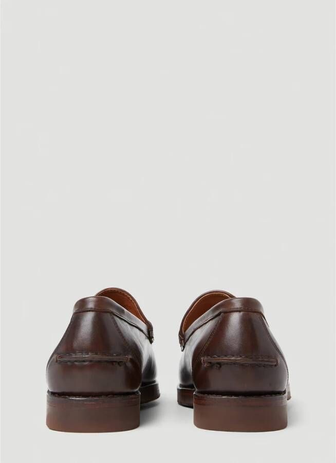 visvim Graanleren Loafers met Hardware Motif Brown Heren