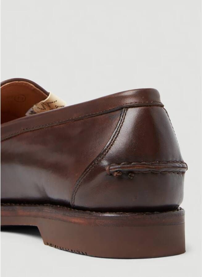 visvim Graanleren Loafers met Hardware Motif Brown Heren