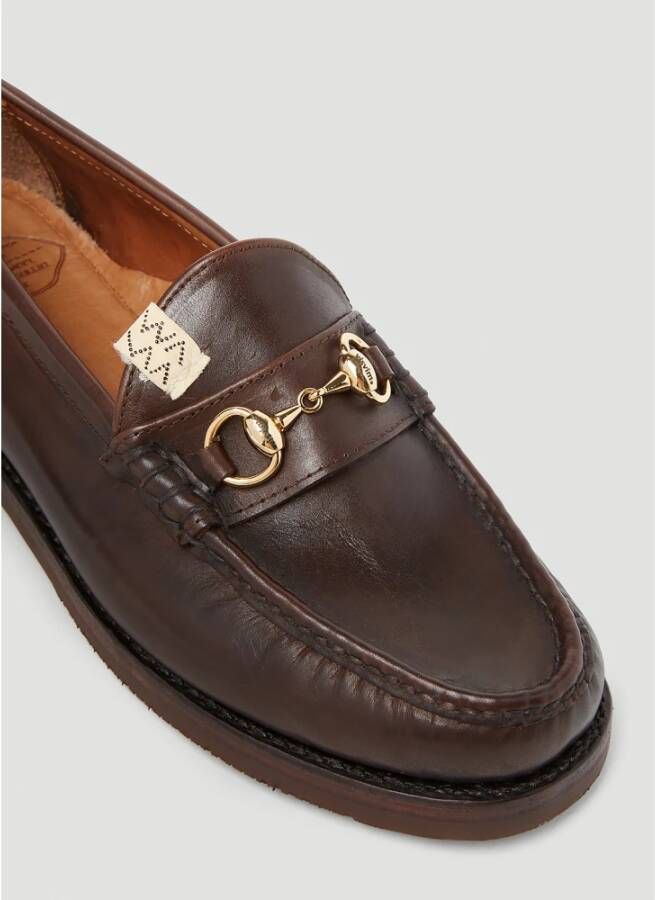 visvim Graanleren Loafers met Hardware Motif Brown Heren