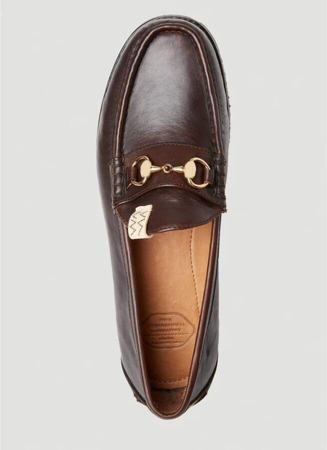 visvim Graanleren Loafers met Hardware Motif Brown Heren