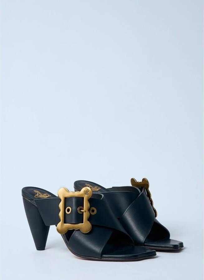 Vivienne Westwood Leren Riem Muilezels Hakken Black Dames