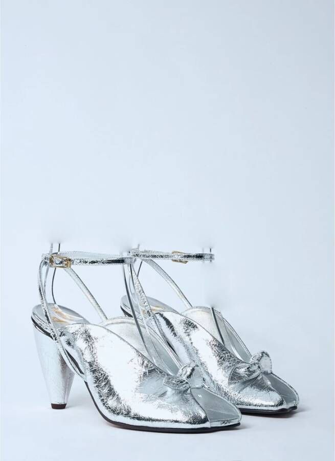 Vivienne Westwood Metallic Leren Bow Peep Hakken Gray Dames