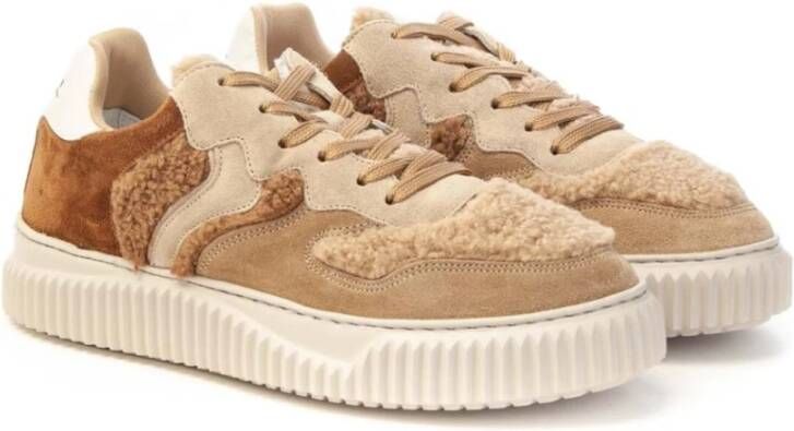 Voile blanche Beige-Bruine Leren Sneaker Laura Beige Dames