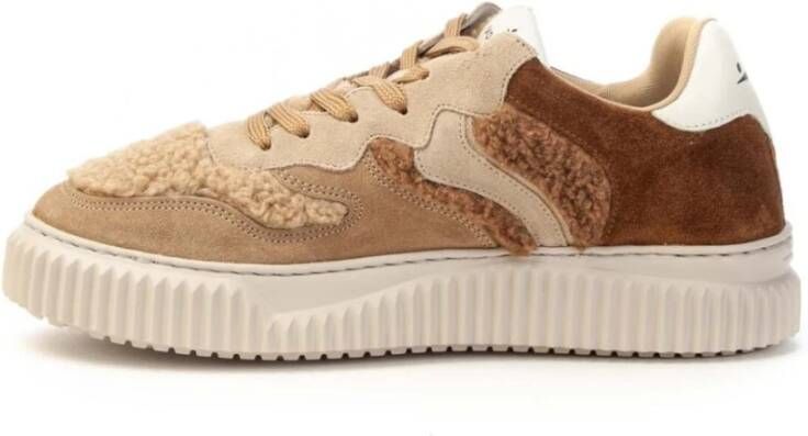 Voile blanche Beige-Bruine Leren Sneaker Laura Beige Dames