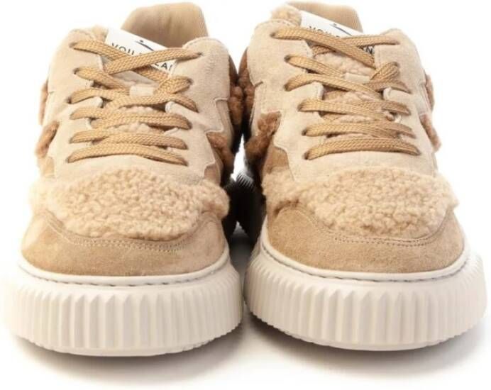 Voile blanche Beige-Bruine Leren Sneaker Laura Beige Dames