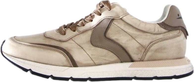 Voile blanche Beige Leren Sneakers Storm 015 Beige Heren