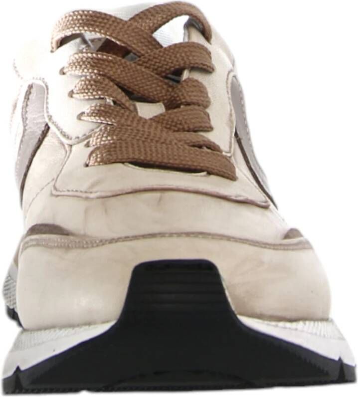 Voile blanche Beige Leren Sneakers Storm 015 Beige Heren