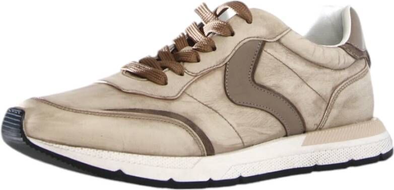 Voile blanche Beige Leren Sneakers Storm 015 Beige Heren