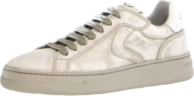 Voile blanche Beige Leren Stoffen Sneakers Beige Heren