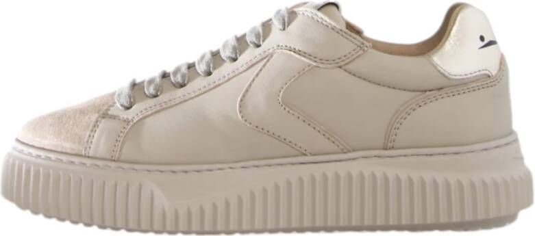 Voile blanche Beige Sneaker van Leer Stof Beige Dames