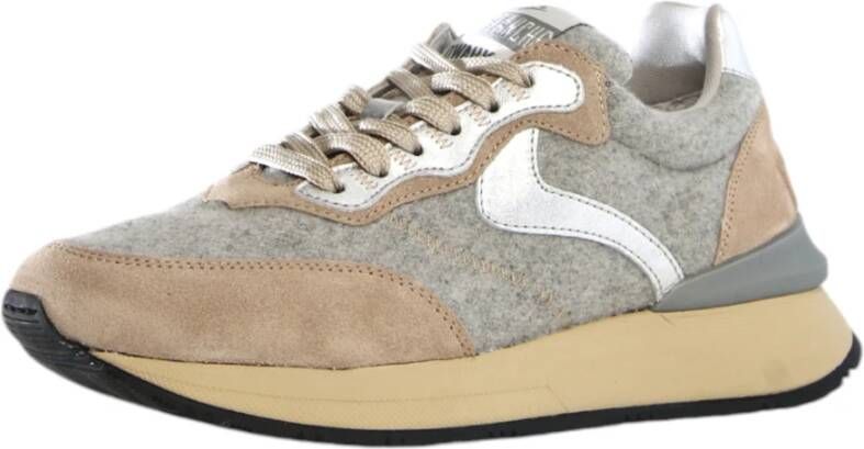 Voile blanche Beige Sneakers in Leer Nylon Beige Dames