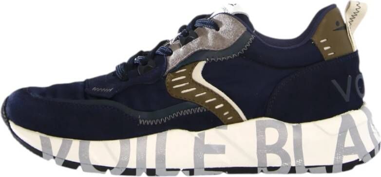 Voile blanche Blauwe Leren Nylon Club01 Sneakers Blue Heren