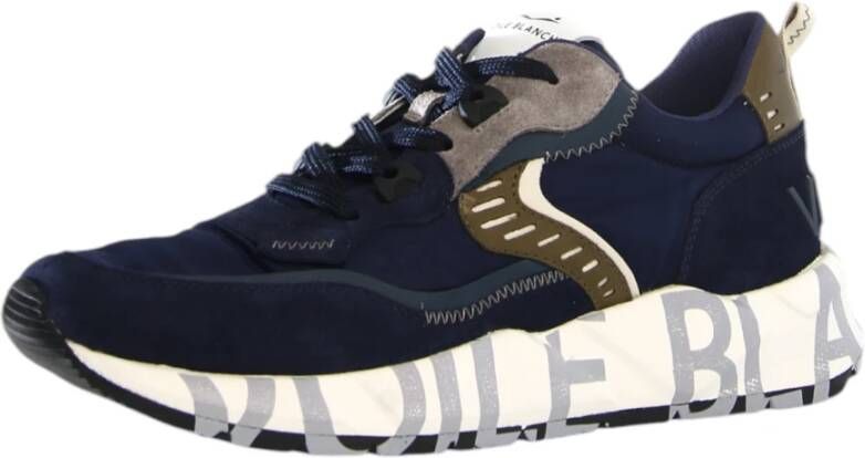 Voile blanche Blauwe Leren Nylon Club01 Sneakers Blue Heren