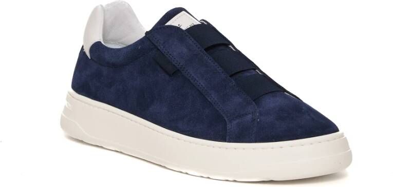 Voile blanche Blauwe Slip-On Sneakers met Witte Rubberen Zool Blue Heren