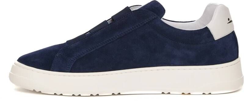 Voile blanche Blauwe Slip-On Sneakers met Witte Rubberen Zool Blue Heren