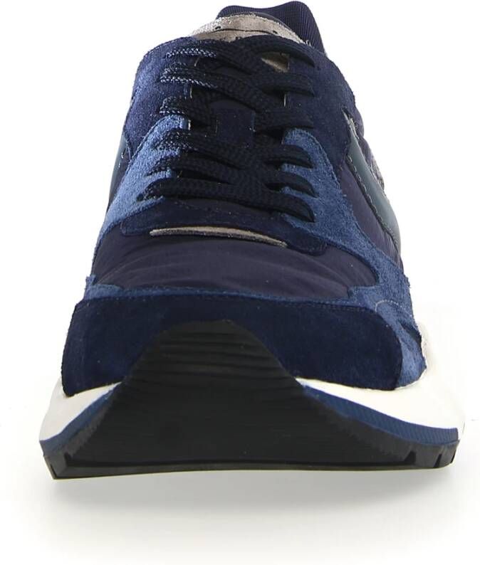 Voile blanche Blauwe Sneakers met Multicolor Suède Inzetstukken Blue Heren