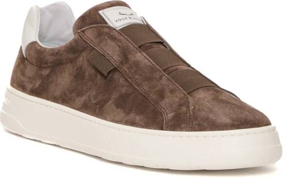 Voile blanche Bruine Slip-On Sneakers met Witte Rubberen Zool Brown Heren