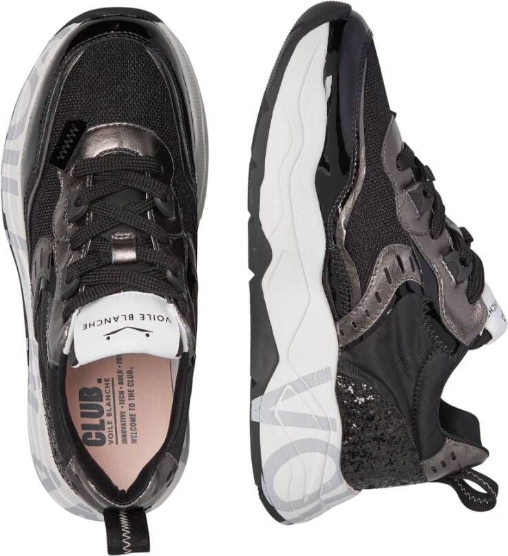 Voile blanche Leather and fabric sneakers Club105. Black Dames