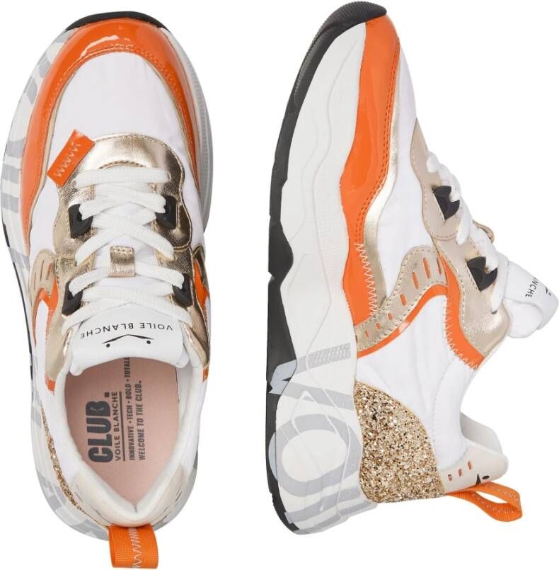 Voile blanche Leather and fabric sneakers Club105. Orange Dames