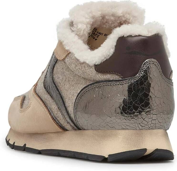 Voile blanche Leather and fabric sneakers Julia FUR Beige Dames