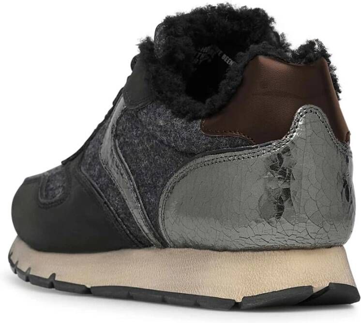 Voile blanche Leather and fabric sneakers Julia FUR Black Dames