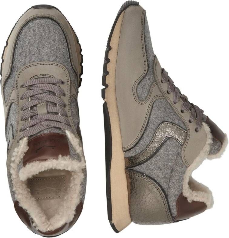 Voile blanche Leather and fabric sneakers Julia FUR Gray Dames