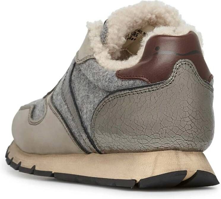 Voile blanche Leather and fabric sneakers Julia FUR Gray Dames