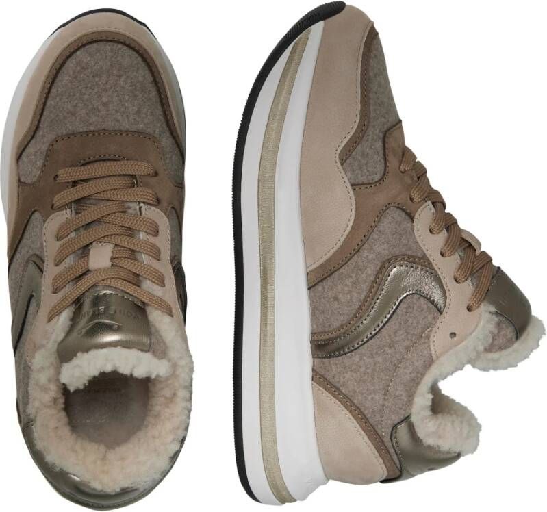 Voile blanche Leather and fabric sneakers Melany Fur. Beige Dames