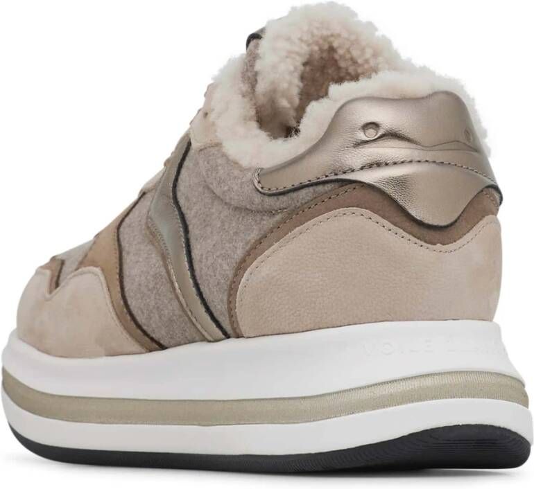 Voile blanche Leather and fabric sneakers Melany Fur. Beige Dames