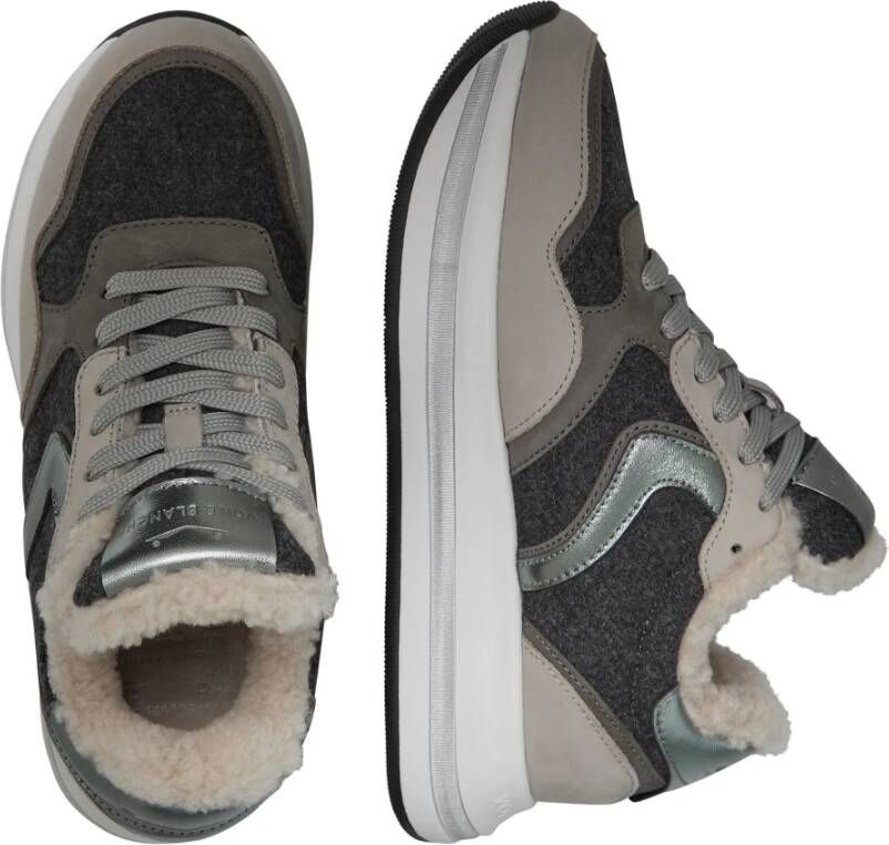 Voile blanche Leather and fabric sneakers Melany Fur. Gray Dames