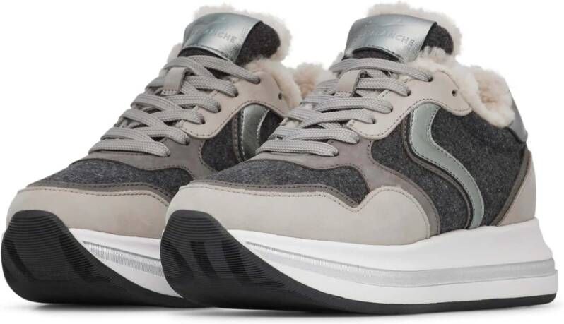 Voile blanche Leather and fabric sneakers Melany Fur. Gray Dames