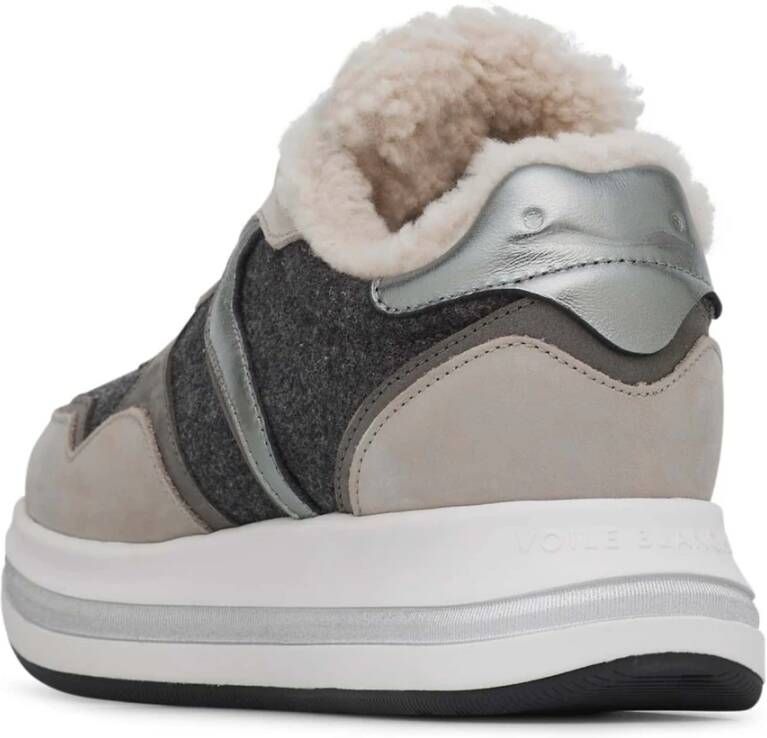 Voile blanche Leather and fabric sneakers Melany Fur. Gray Dames