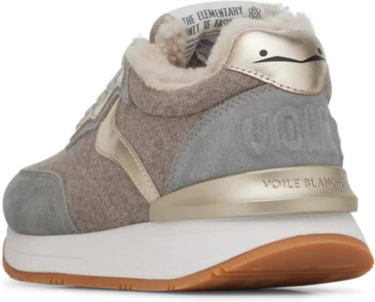 Voile blanche Leather and fabric sneakers Qwark Easy Woman Fur. Gray Dames