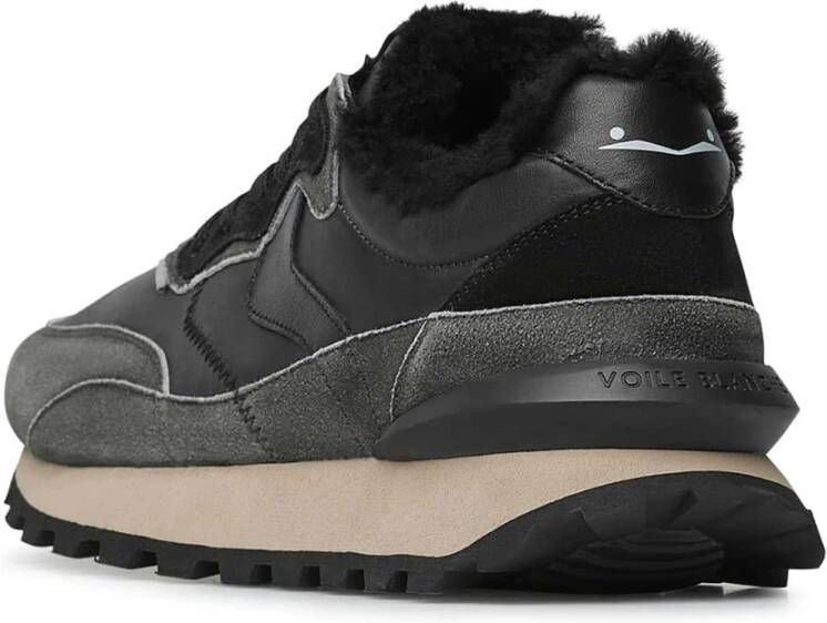 Voile blanche Leather and fabric sneakers Qwark Hype FUR MAN Black Heren