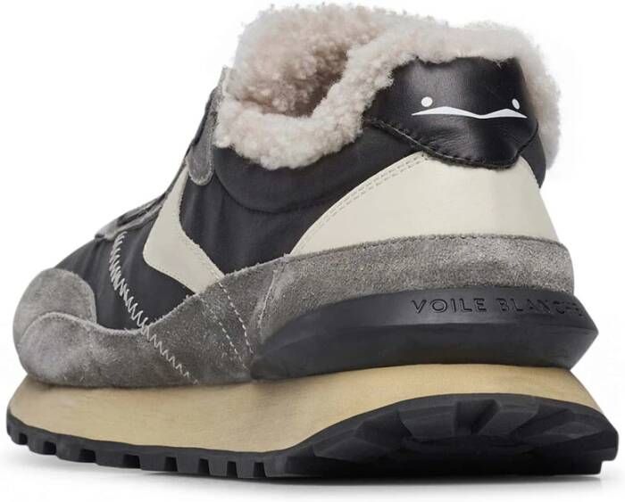 Voile blanche Leather and fabric sneakers Qwark Hype FUR MAN Gray Heren