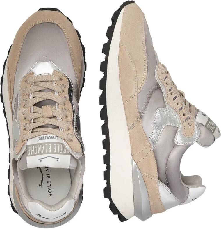 Voile blanche Leather and fabric sneakers Qwark Hype Woman Gray Dames